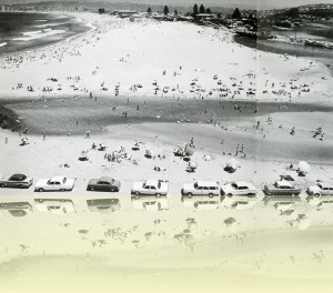 Typical summer weekend landscape at North Narrabeen, Jeff Carter, from Surf beaches of Australia’s east coast by Jeff Carter, published by Angus & Robertson, 1968.<br/> © Estate of Jeff Carter++