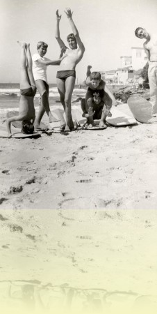 Boys demonstrating surfing moves, photographer unknown, 1960s. Courtesy Barry McGuigan++