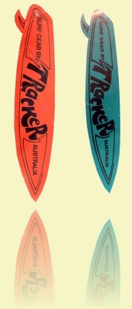 Surf gear by Tracker sticker Tracker, 1975. Mick Mock Collection++