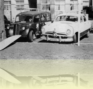 Surf wagons, Fordson and Ford single spinner, Manly, Baba Looey, 1960s.<br/>Courtesy Australian Surf Museum, Manly Life Saving Club. © Baba Looey++