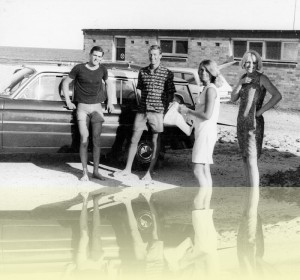 Tony, Nat, Maz, Kerry at Long Reef, photographer unknown, September 1965. Courtesy Marilyn Birmingham (nee Bennett)++